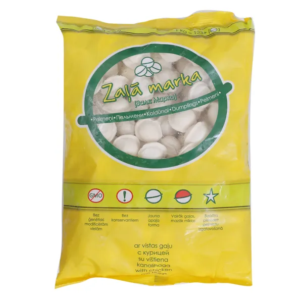 Pelmeņi "Zaļā marka" ar vistas gaļu 1kg