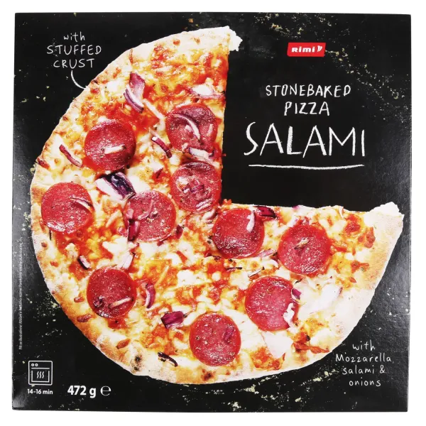 Pica Rimi ar siera maisījumu pildītām malām un salami, saldēta 472g