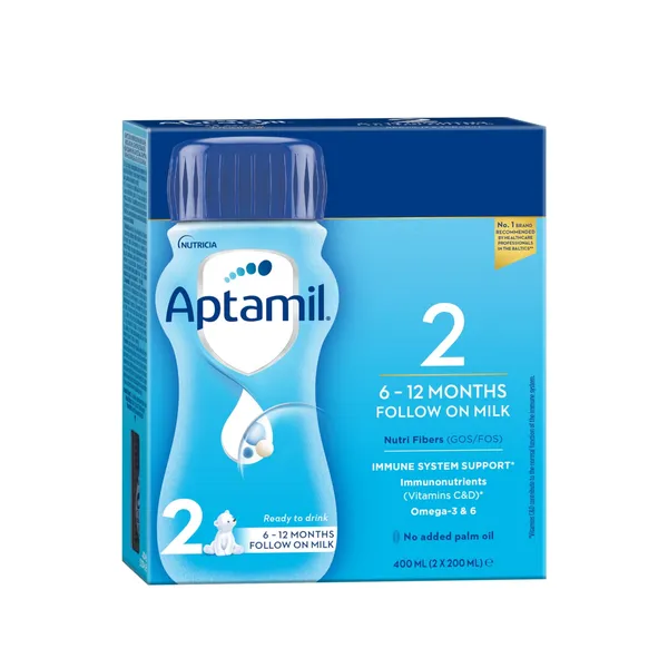 Papildu ēdināšanas piena maisījums Aptamil 2 zīdaiņiem no 6 mēnešu vecuma 2x200ml