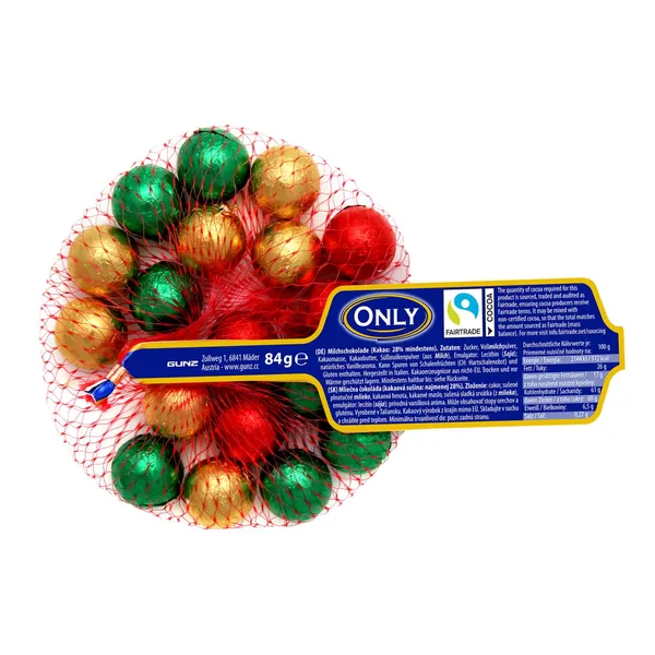 Piena šokolāde Only Christmas Balls ar piena krēmu 84g