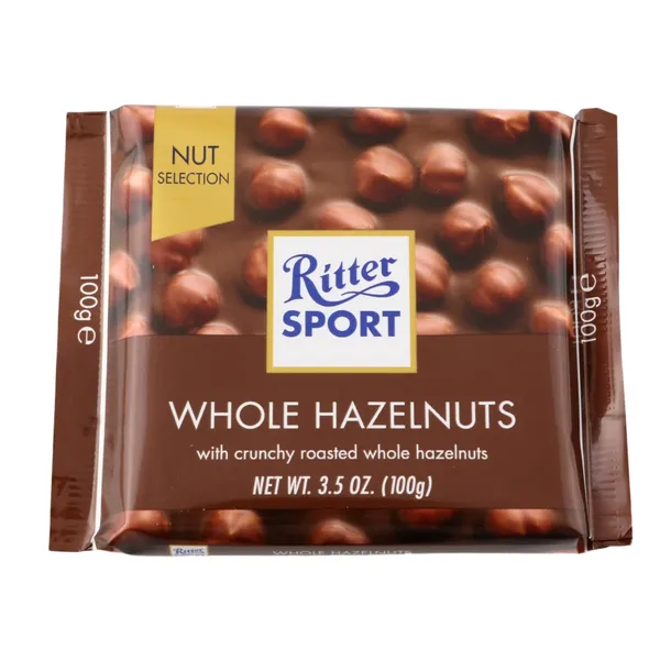 Piena šokolāde Ritter Sport ar veseliem lazdu riekstiem 100g