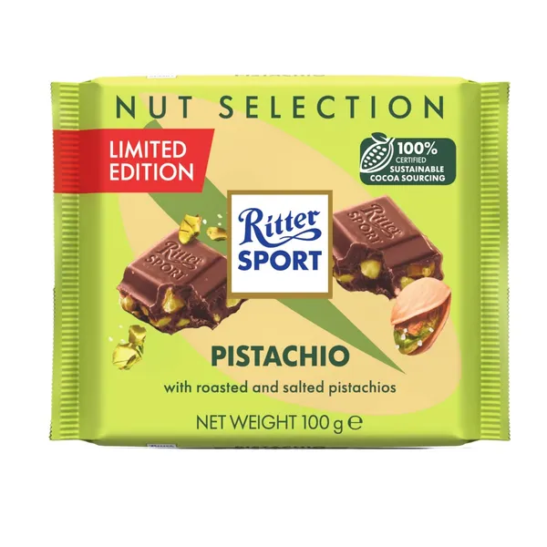 Piena šokolāde Ritter Sport ar sālītām pistācijām 100g