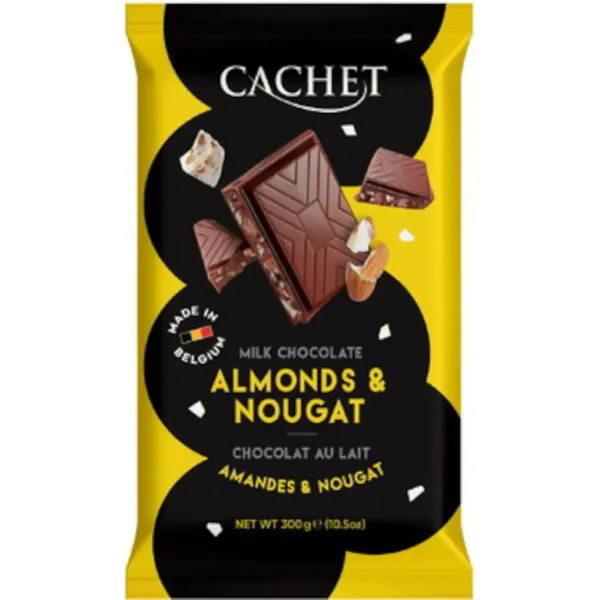 Piena šokolāde Cachet ar mandelēm un nugu 300g