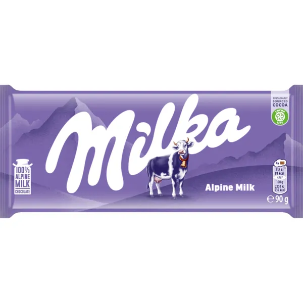 Piena šokolāde MILKA Alpu piena 90g