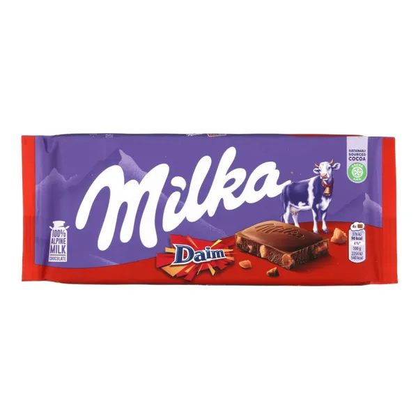 Piena šokolāde Milka ar Daim karameles gabaliņiem 100g