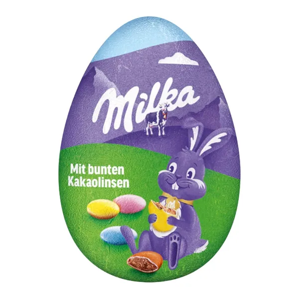 Piena šokolāde Milka Funny Egg ar kakao dražejām 50g
