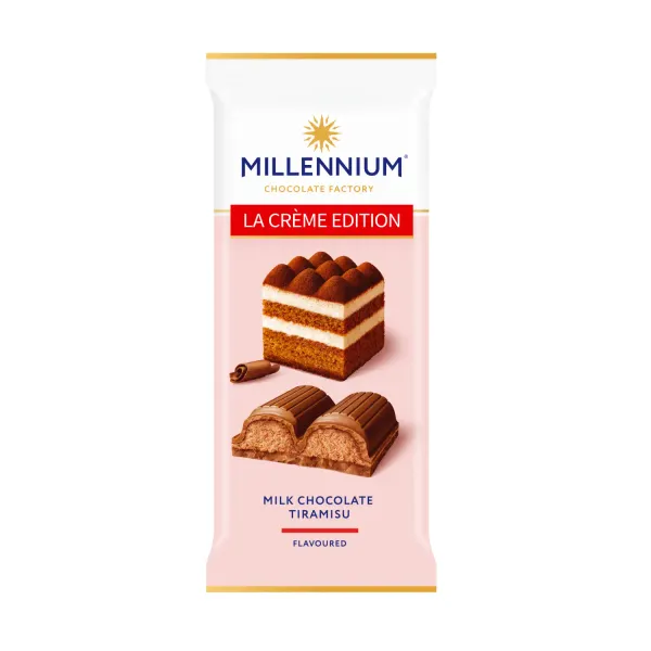 Piena šokolāde Millenium La Creme ar šokolādes tiramisu pildījumu 50% 100g
