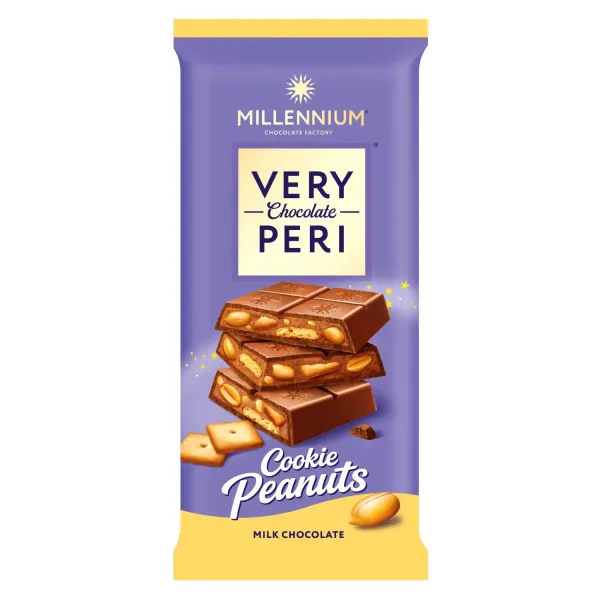 Piena šokolāde Millennium Very Peri ar cepumiem un zemesriekstiem 32% 100g