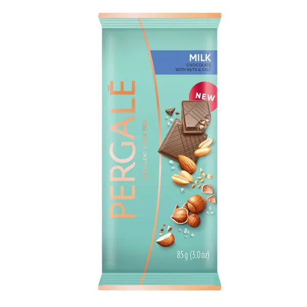 Piena šokolāde PERGALE ar riekstiem un sāli 85g