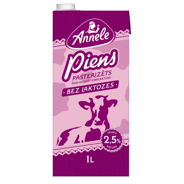 Piens Annele bez laktozes pasterizēts UHT 2,5% 1l