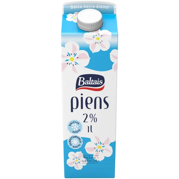 Piens Baltais Tukums 2% 1l