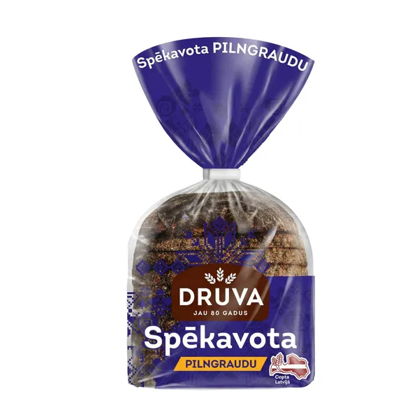 Pilngraudu rudzu maize Druva Spēkavota 400g