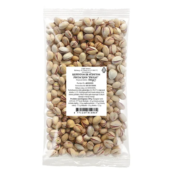 Pistācijas ARIMEX, grauzdētas un sālītas, 500g