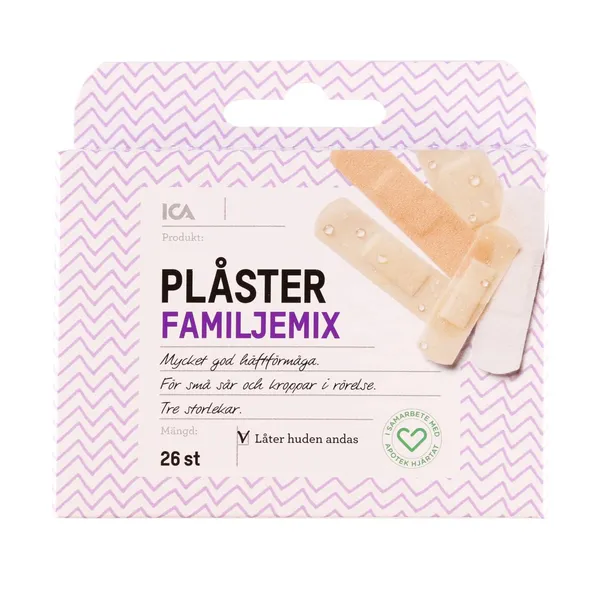 Plāksteris ICA Hjartat 26 gab.