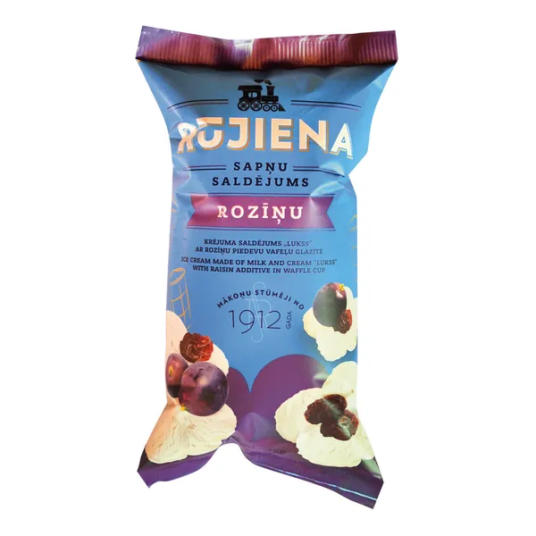 Plombīra saldējums Rūjiena ar rozīnēm 125ml/75g