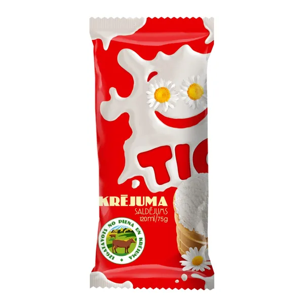 Plombīra saldējums ar vaniļas garšu vafeļu glāzītē Tio 75g