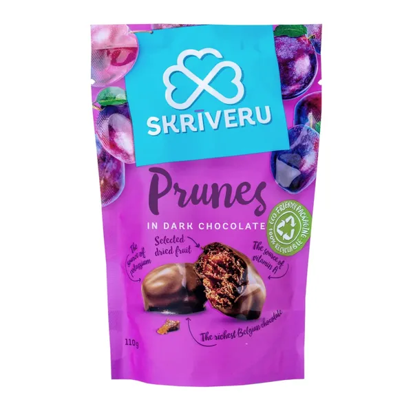 Plūmes tumšajā šokolādē SKRĪVERU 110g