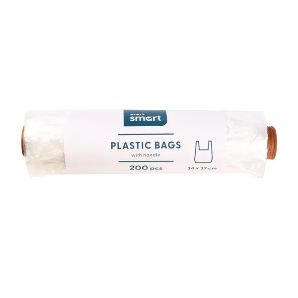 Polietilēna maisiņi ar rokturiem Rimi Smart, 34x37cm, 200 gab.