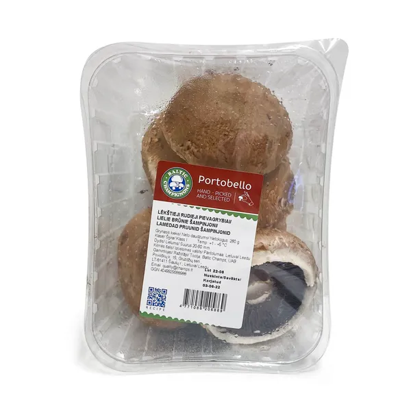 Portobello sēnes fasētas +/-280g gab