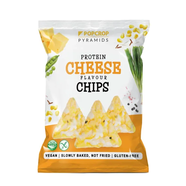 Proteīna čipsi Popcrop ar vegāniskā siera garšu bez glutena un laktozes 60g