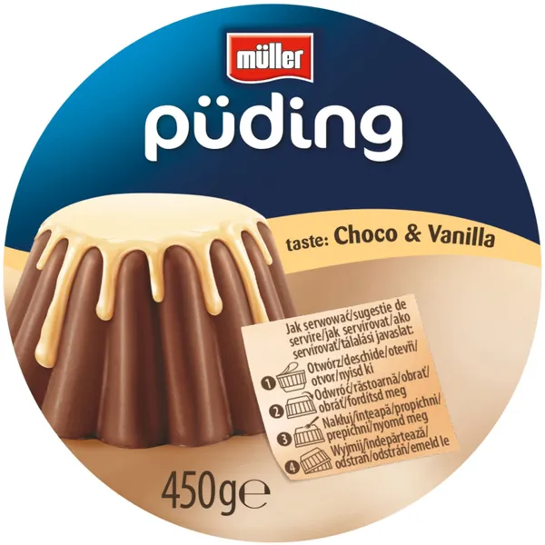 Pudiņš Muller ar šokolādes vaniļas garšu 2,4% 450g