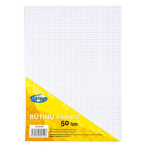 Rakstāmpapīrs Centrum rūtiņu A4 50lp