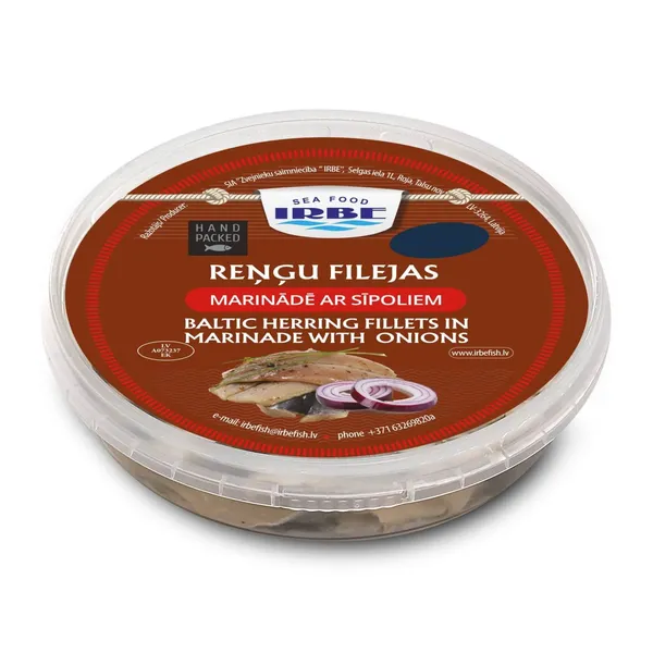 Reņģu filejas Irbe marinādē ar sīpoliem 150g/110g