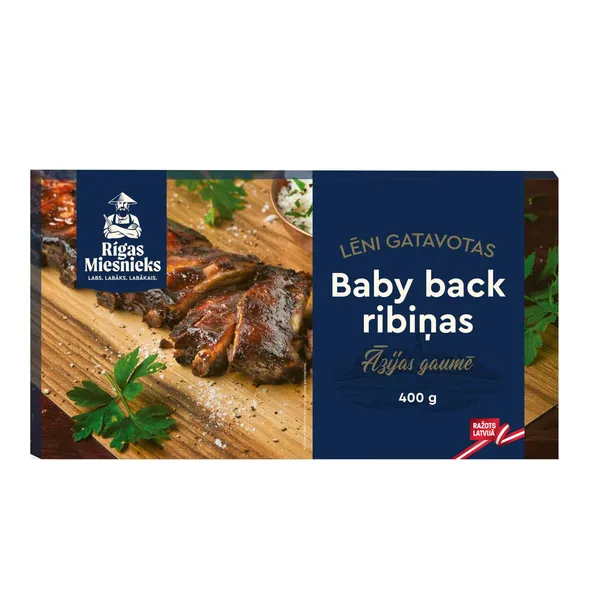 Ribiņas Rīgas Miesnieks Babyback Āzijas gaumē, lēni gatavotas 400g