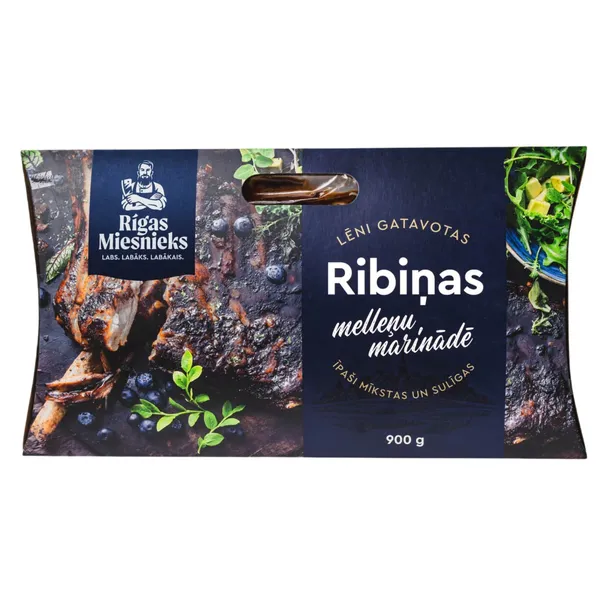 Ribiņas Rīgas Miesnieks melleņu marinādē lēni gatavotas 900g