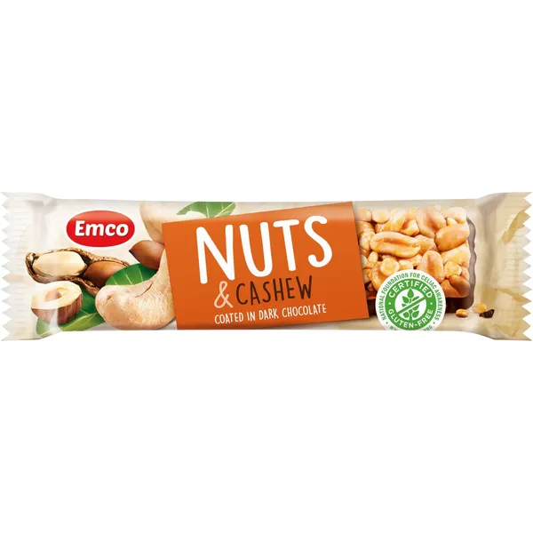 Riekstu batoniņš Emco ar Indijas riekstiem, bezglutēna 35g