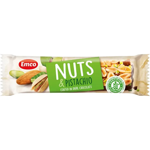 Riekstu batoniņš Emco ar pistācijām, bezglutēna 35g