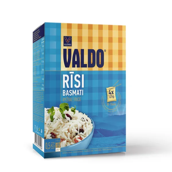 Rīsi VALDO BASMATI kārba 4x125g