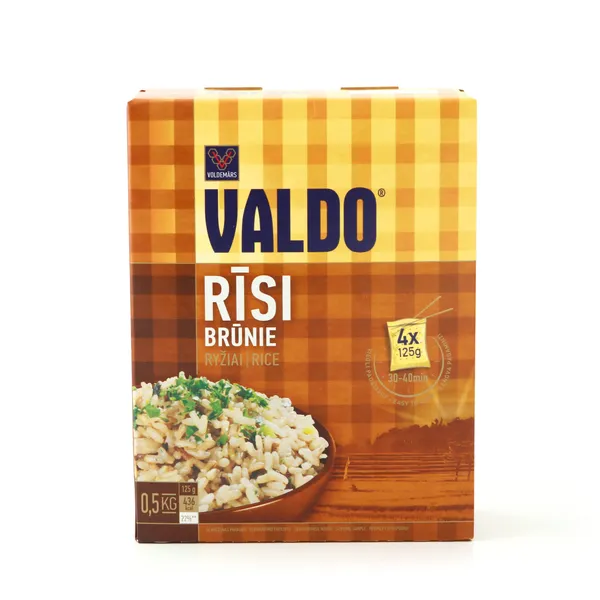 Rīsi brūnie VALDO, 500g (4x125g)