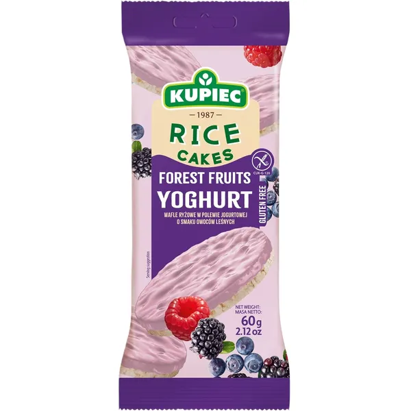 Rīsu galetes Kupiec ar meža augļu garšas jogurta glazūru 60g