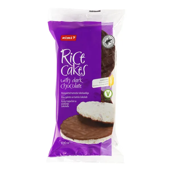 Rīsu galetes Rimi ar tumšo šokolādi 100g