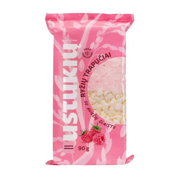 Rīsu galetes Ustukiu Malunas ar aveņu glazūru 90g
