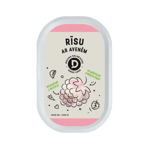 Saldējums rīsu ar avenēm 1L/500g