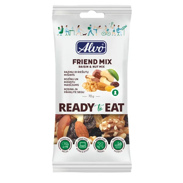 Rozīņu un riekstu maisījums Alvo Draugu 70g