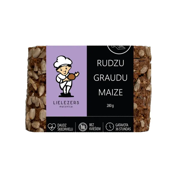 Rudzu graudu maize Lielezers sagriezta 280g