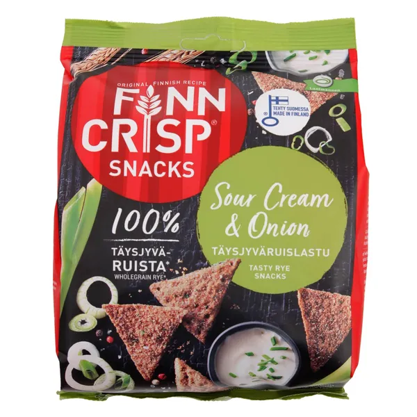 Rudzu uzkoda Finn Crisp ar skābā krējuma un sīpolu garšu 150g