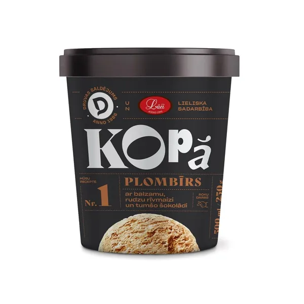 Saldējums Druvas plombīra ar balzāmu, rudzu rīvmaizi un tumšo šokolādi 500ml/250g