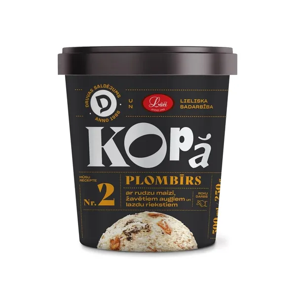 Saldējums Druvas plombīra ar rudzu maizi, žāvētiem augļiem un lazdu riekstiem 500ml/250g