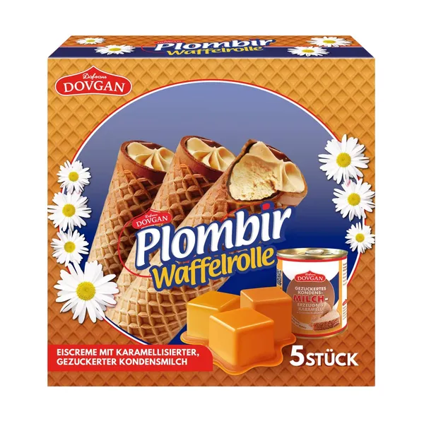 Saldējums Plombir vafelē, ar iebiezināto pienu 5x60g