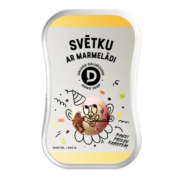 Saldējums Druva svētku ar marmelādes gabaliņiem 1000ml/500g