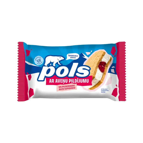 Saldējums Pols auzu cepumi, aveņu mērce 140ml/75g