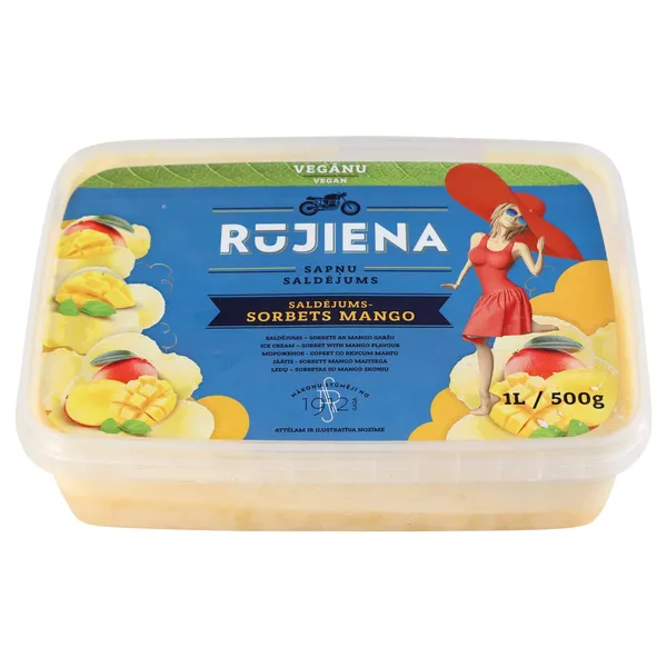 Saldējums - sorbets Rūjiena ar mango garšu 1L/500g
