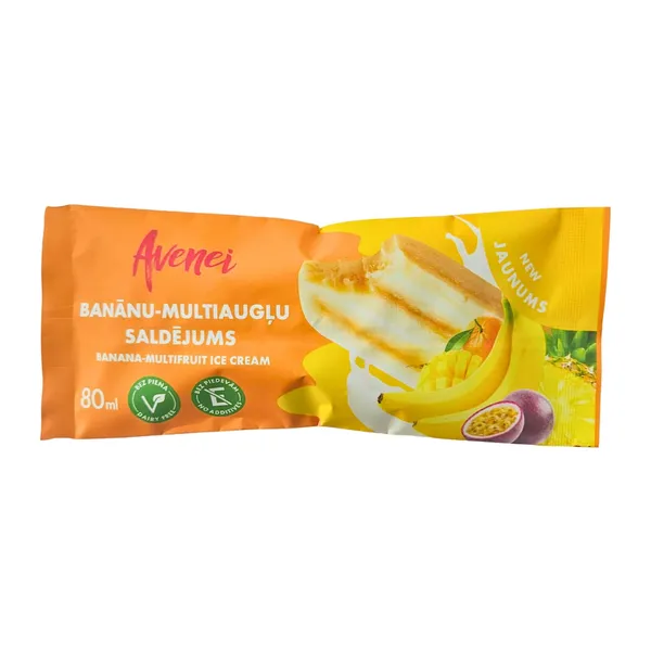 Saldējums Avenei banānu-multiaugļu 82ml/80g