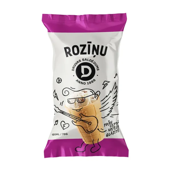 Saldējums Druva vaniļas ar rozīnēm 120ml/70g