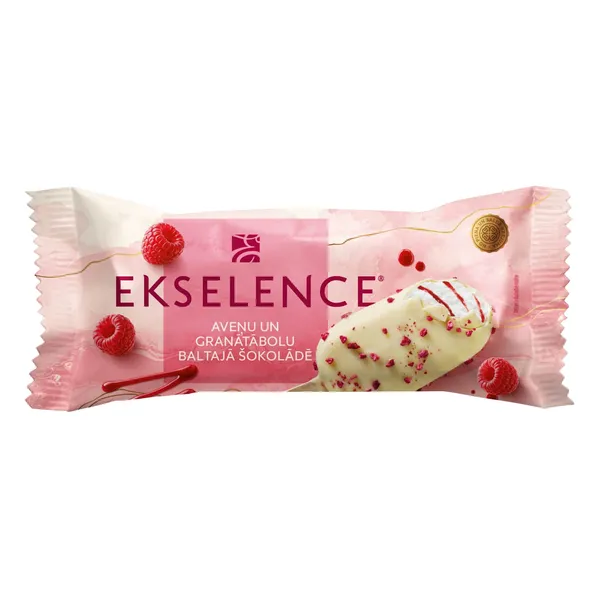 Saldējums Ekselence aveņu, baltā šokolāde uz kociņa 90ml/70g