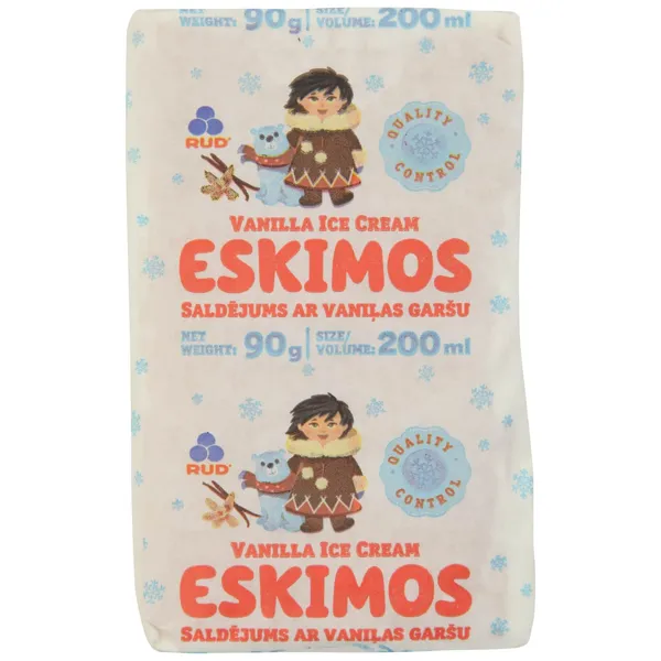 Saldējums Eskimos vafeļu sendvičs vaniļas plombīrs 200ml/90g